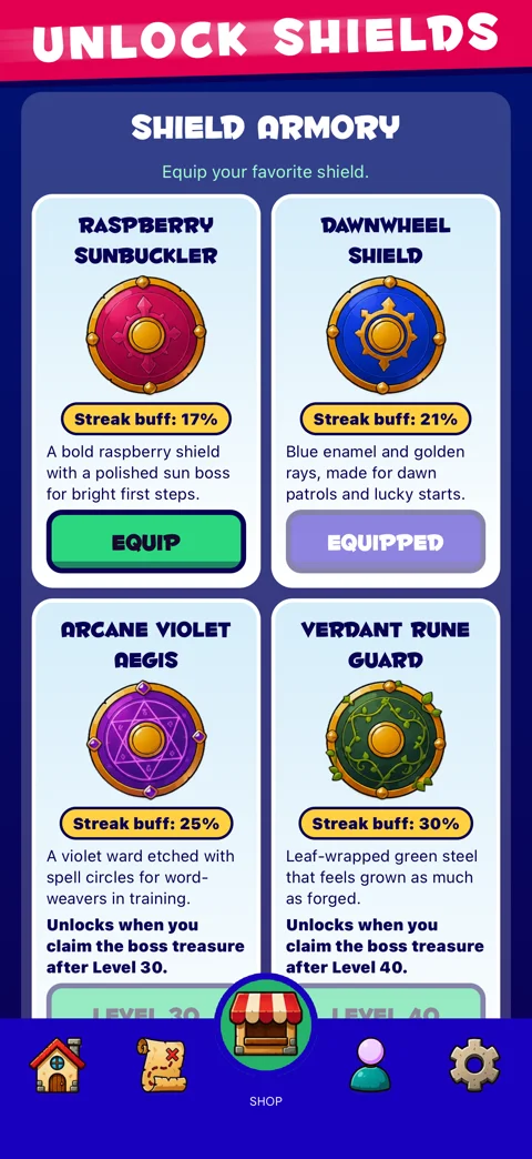 Shield designs for your letter wheel.